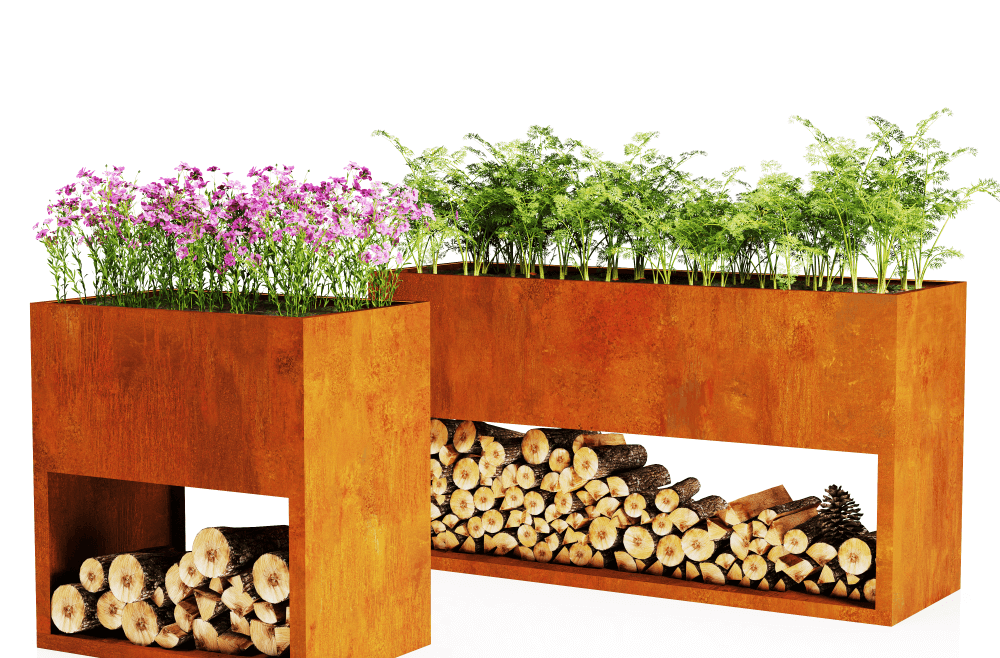 Planters with Firewood Rack